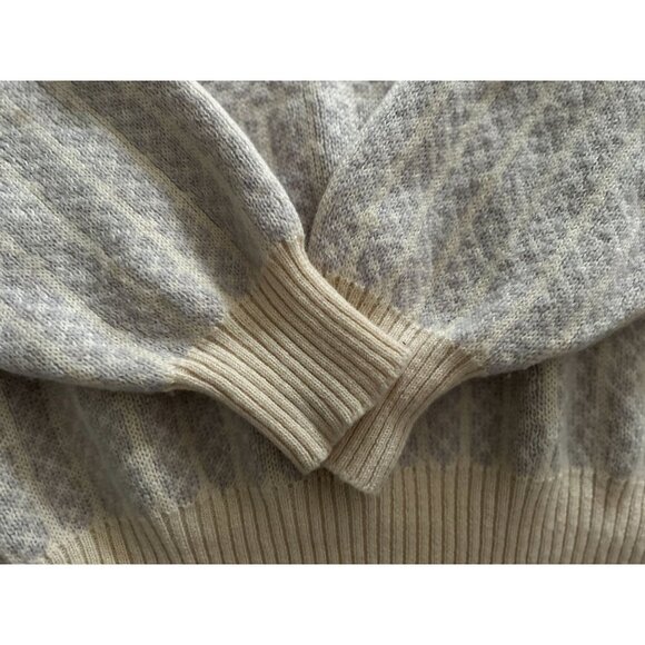 Vintage DEMETRE 100% Wool Knit Sweater Beige & Yellow Geometric Pattern Size XLa - Picture 4 of 12